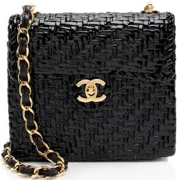 Chanel Vintage Rattan Wicker Flap Bag - Leather - Black