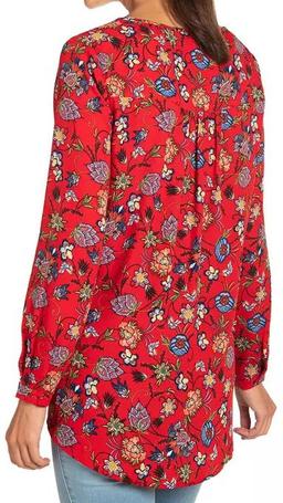Chelsea & Theodore Women's Crossover Woven Top L - Red Floral