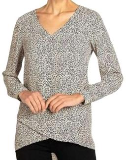 Chelsea & Theodore Women's Crossover Woven Top XL - Small Leopard Print
