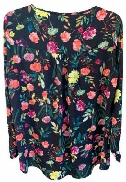 Chelsea & Theodore Women's Top Multi Painterly Floral - M - Black