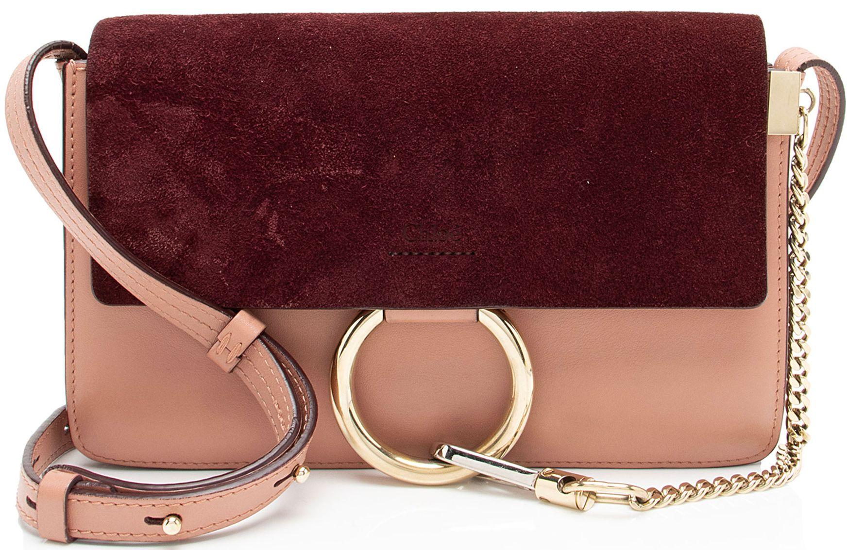 Chloe  Calfskin Suede Faye Small Shoulder Bag - Pink - Calfskin - Good