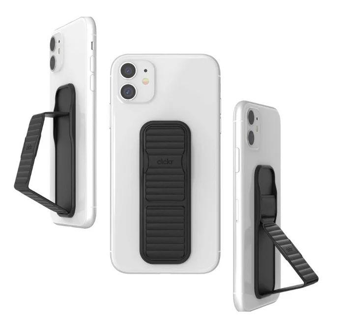 Clckr Stand & Grip Pebbled Line Phone Grip - Black