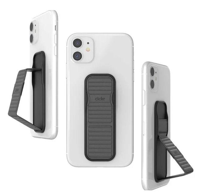 Clckr Stand & Grip Pebbled Line Phone Grip - Grey
