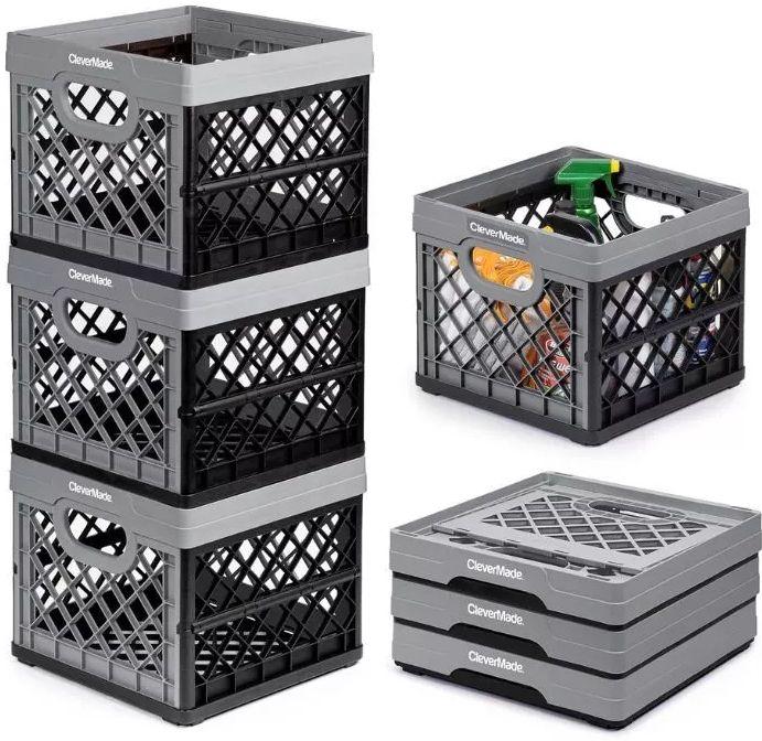 Clevermade  Collapsible Milk Crate 25L - Black/Grey - Excellent
