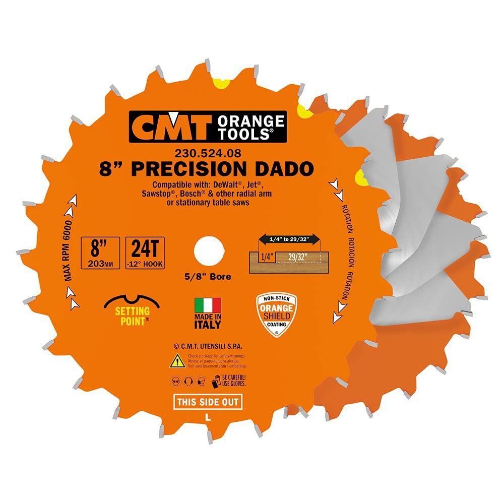 CMT 230.524.08  8″x24x5/8″ Precision Dado Sets - Orange