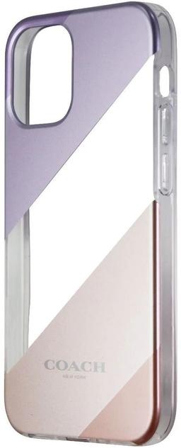 Coach Protective Phone Case for iPhone 12 Mini - Diagonal Stripe Metallic Pink/Purple
