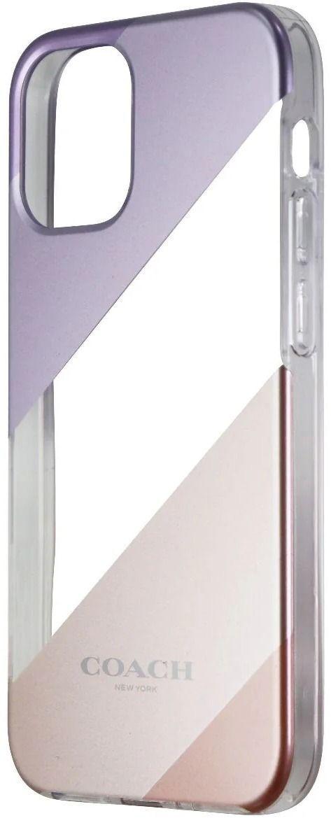 Coach Protective Phone Case for iPhone 12 Mini - Diagonal Stripe Metallic Pink/Purple