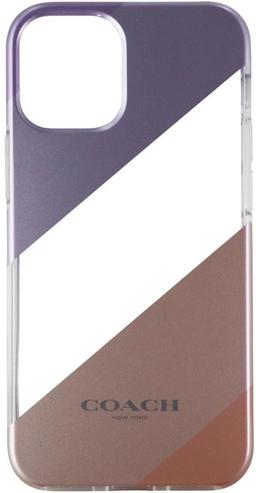 Coach Protective Phone Case for iPhone 12 Mini - Diagonal Stripe Metallic Pink/Purple