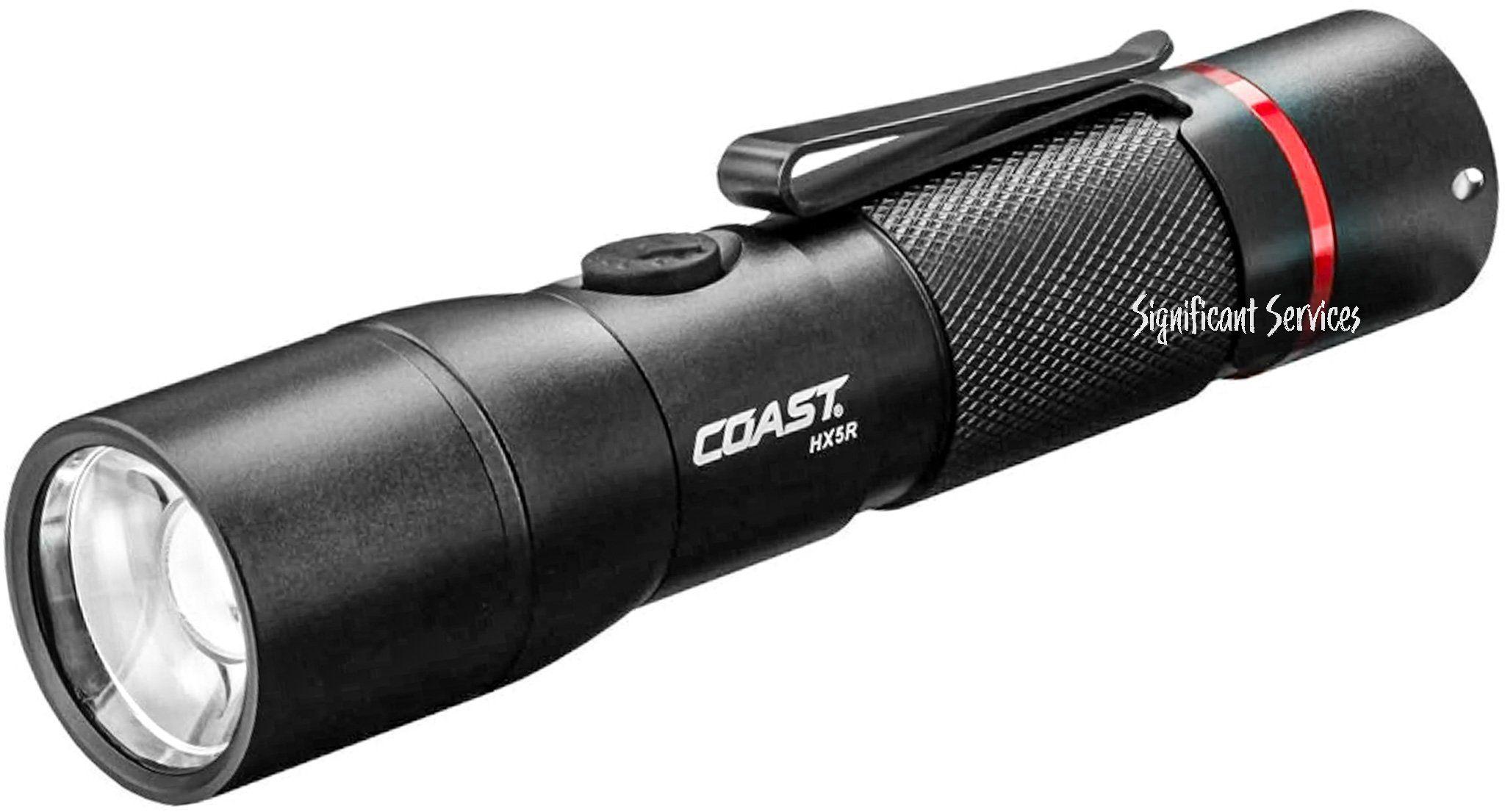 Coast  21625 HX5R Rechargeable LED Flashlight Slide Focus - Black - Premium