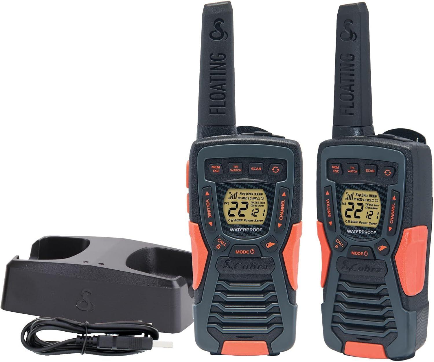 Cobra  ACXT1037R Floating Walkie Talkies Two-Way Radios (2-Pack) - Black - Brand New