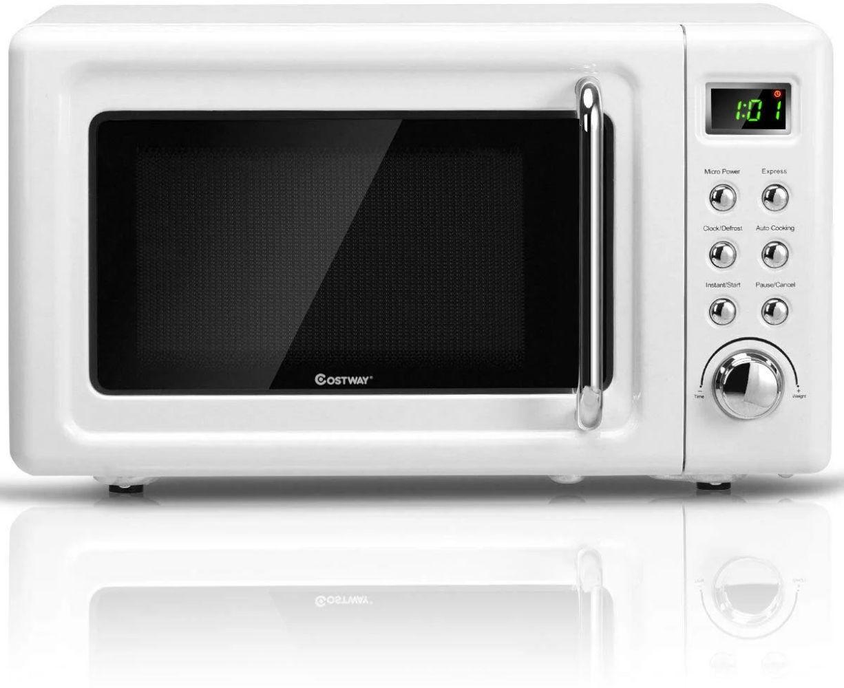 Costway  EP23853 0.7Cu.ft Retro Countertop Microwave Oven - White - Excellent