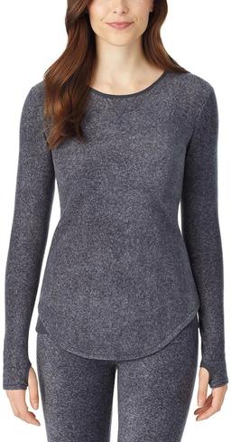Cuddl Duds Fleecewear with Stretch Long Sleeve Crew - 2XL - Charcoal Heather