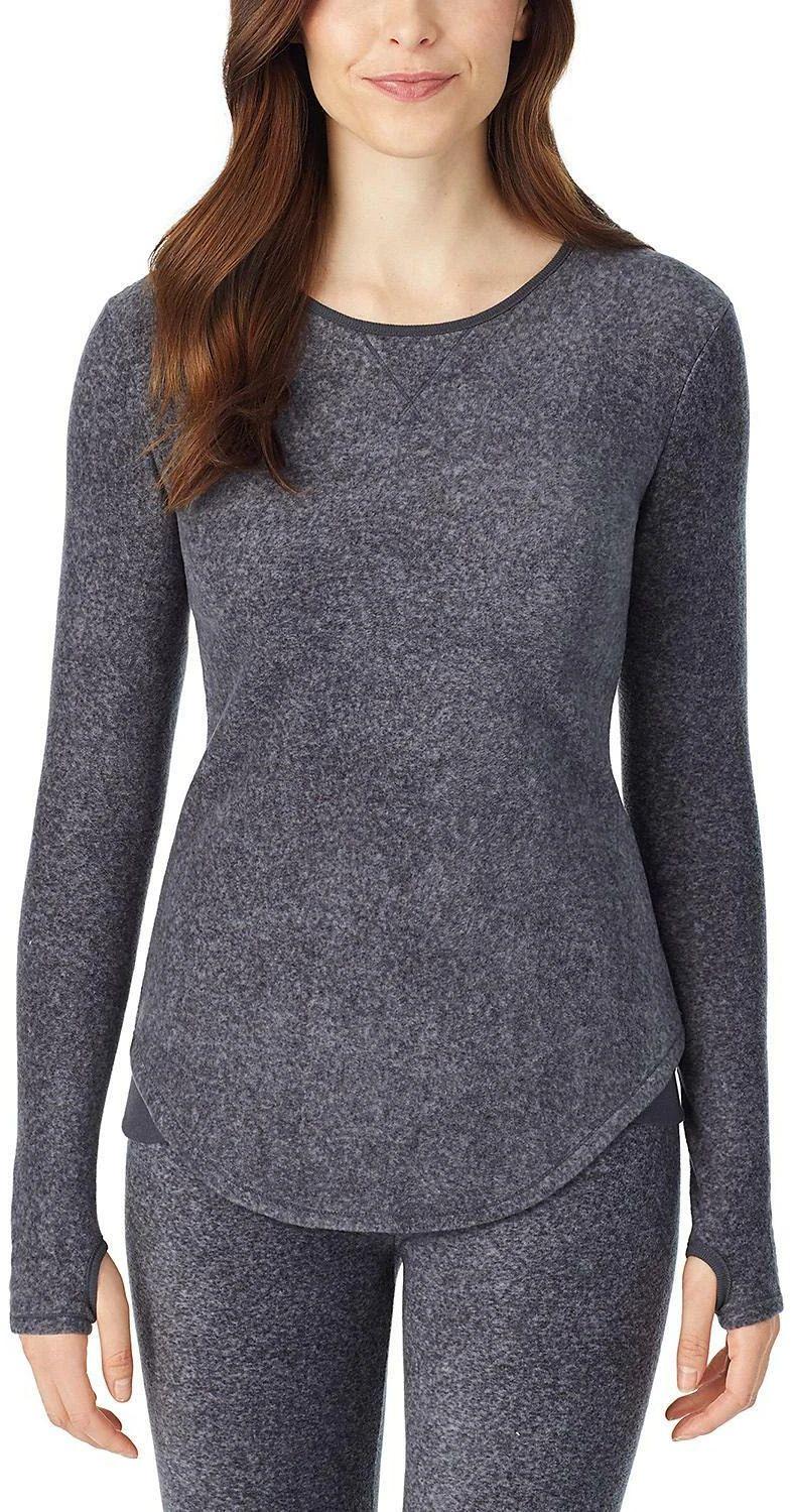Cuddl Duds  Fleecewear with Stretch Long Sleeve Crew - Charcoal Heather - 2XL - New With Tags