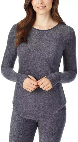 Cuddl Duds Fleecewear with Stretch Long Sleeve Crew - 2XL - Charcoal Heather