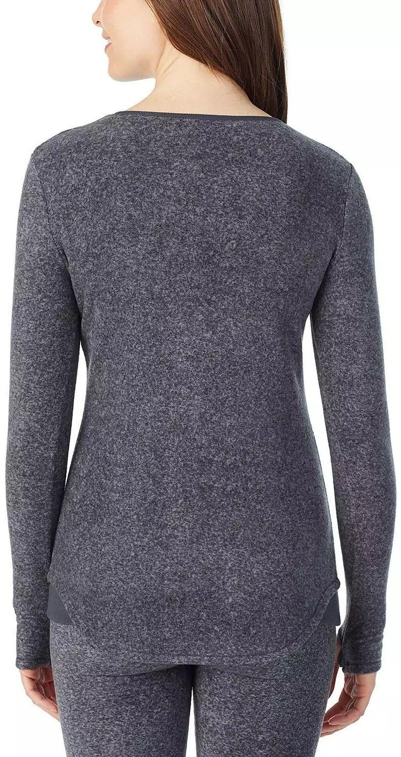 Cuddl Duds Fleecewear with Stretch Long Sleeve Crew - 2XL - Charcoal Heather