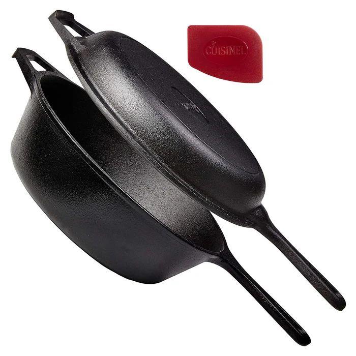 Cuisinel  2in1 Cast Iron Skillet with Lid 10" - Black - Excellent