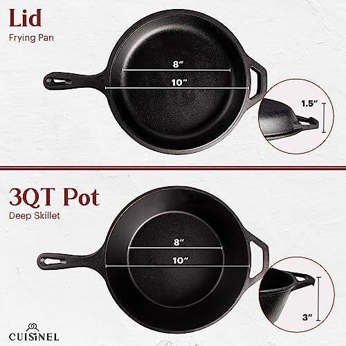 Cuisinel 2in1 Cast Iron Skillet with Lid 10"