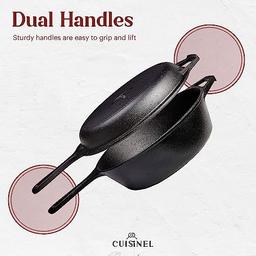 Cuisinel 2in1 Cast Iron Skillet with Lid 10"