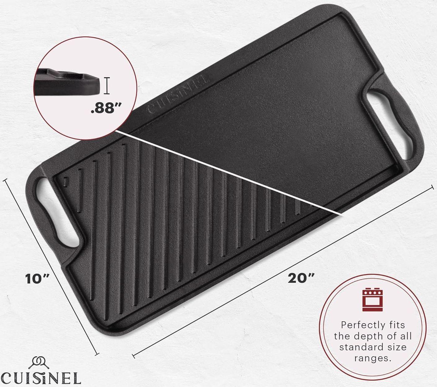 Cuisinel Cast Iron Large 2 Sided Griddle CGPD-20-10 - Black