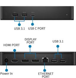 Dell Universal Docking Station D6000S Ethernet - Black