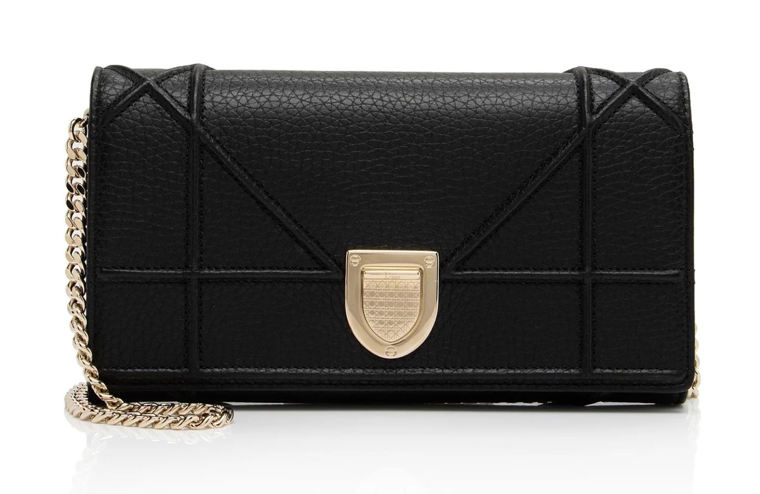 Dior Calfskin Diorama Wallet on Chain Clutch - Calfskin - Black