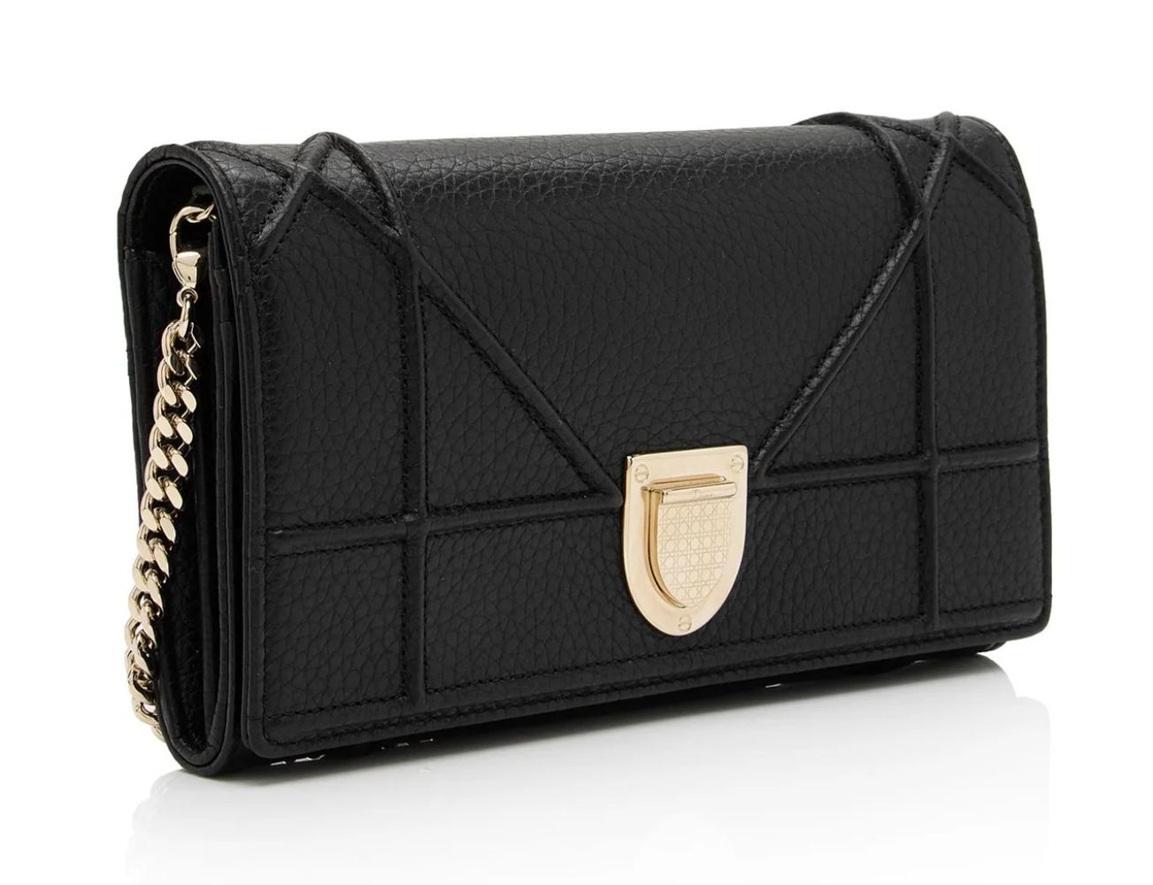 Dior Calfskin Diorama Wallet on Chain Clutch - Calfskin - Black