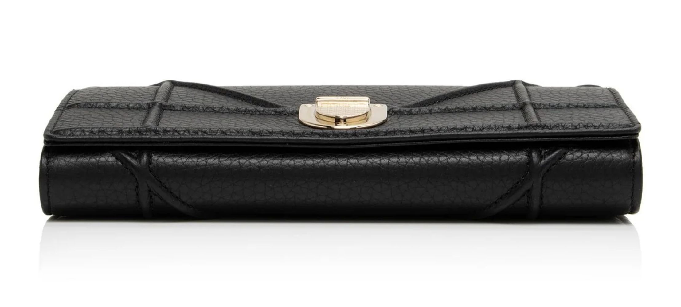 Dior Calfskin Diorama Wallet on Chain Clutch - Calfskin - Black