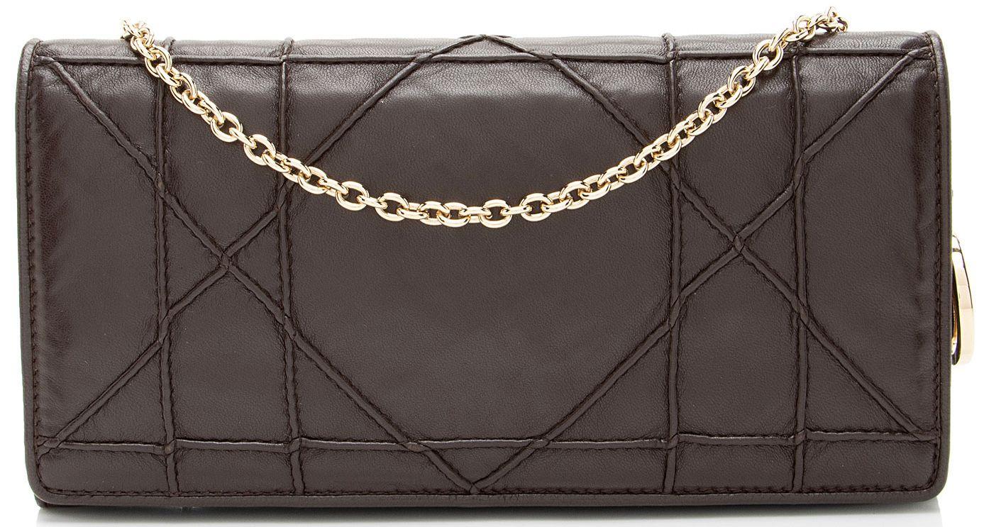 Dior  Lambskin Rendezvous Wallet on Chain - Brown - Lambskin - Excellent