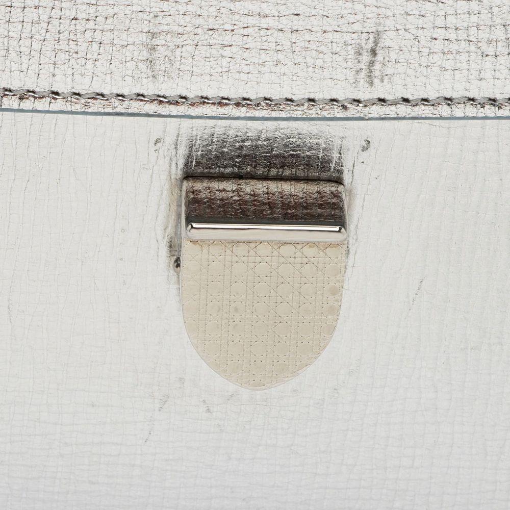 Dior Metallic Calfskin Diorever Top Handle - Calfskin - Blue/Silver