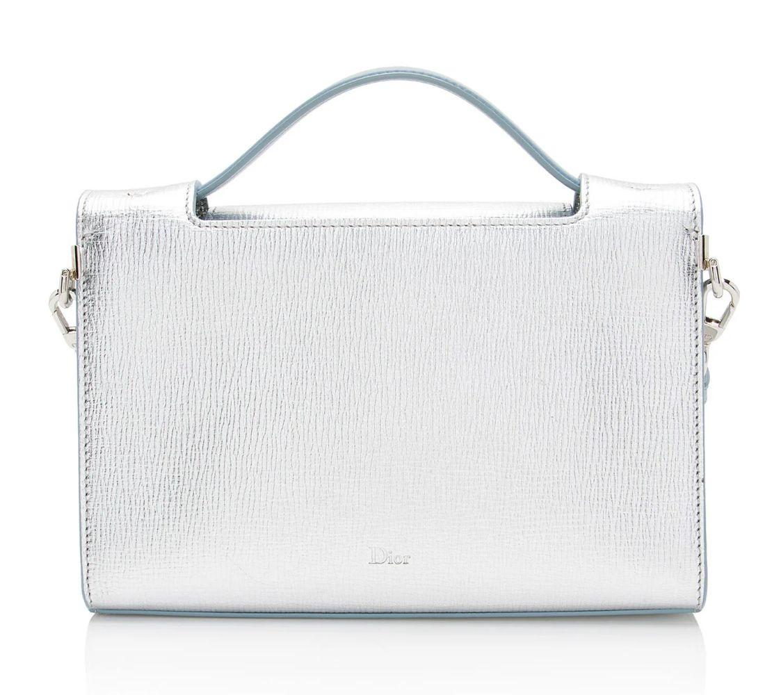Dior Metallic Calfskin Diorever Top Handle - Calfskin - Blue/Silver