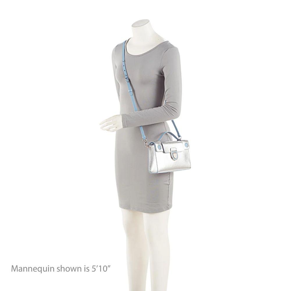 Dior Metallic Calfskin Diorever Top Handle - Calfskin - Blue/Silver