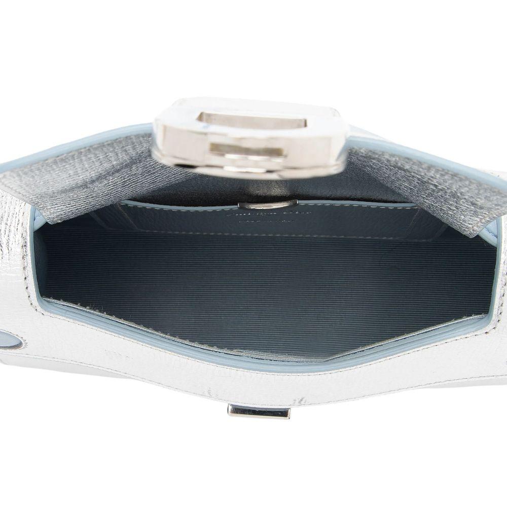 Dior Metallic Calfskin Diorever Top Handle - Calfskin - Blue/Silver