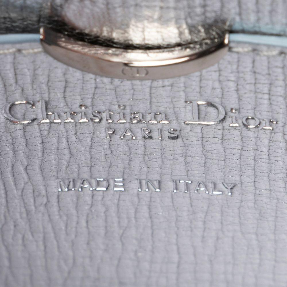 Dior Metallic Calfskin Diorever Top Handle - Calfskin - Blue/Silver