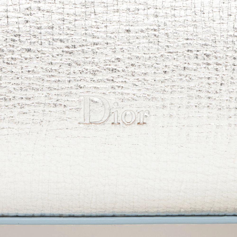 Dior Metallic Calfskin Diorever Top Handle - Calfskin - Blue/Silver