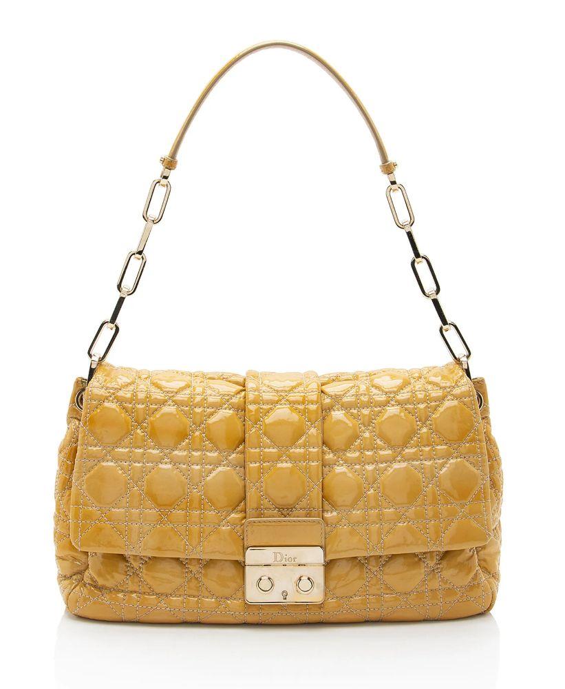 Dior Patent Leather New Lock Flap Bag - Leather - Yellow