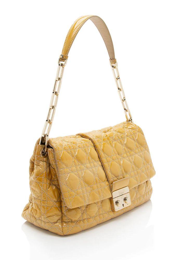 Dior Patent Leather New Lock Flap Bag - Leather - Yellow