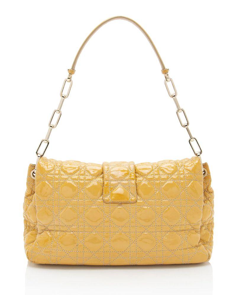 Dior Patent Leather New Lock Flap Bag - Leather - Yellow
