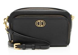 Dior Pebbled Leather Caro Double Pouch Crossbody - Leather - Blue