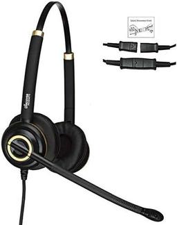 Discover D712 Dual Speaker Wired Office Headset - Black