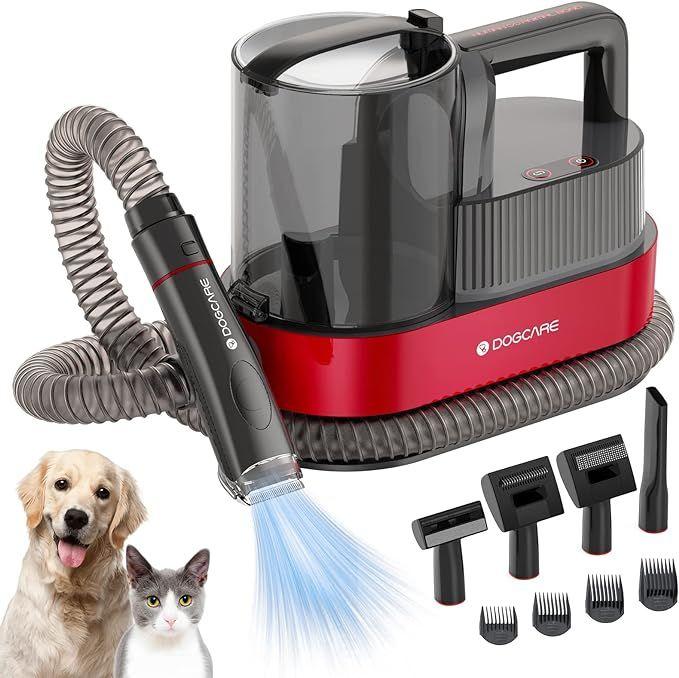 DOGCARE  6-in-1 Dog Modern Grooming Kit with Vacuum - Red - Excellent