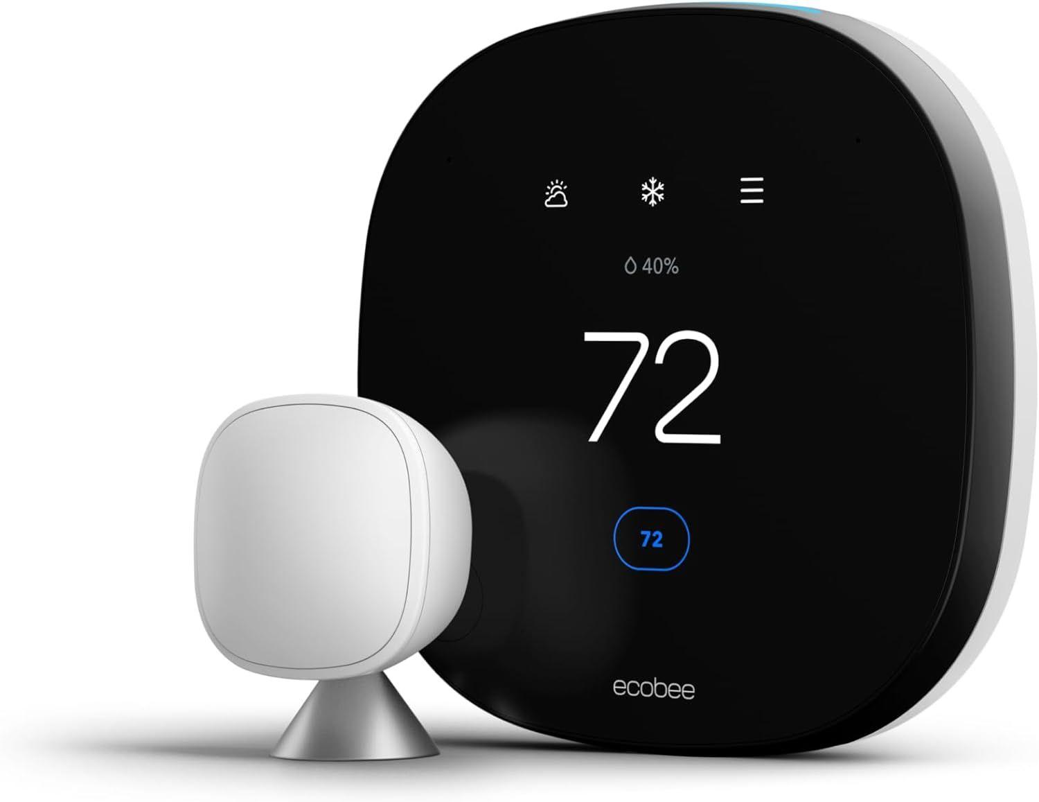 ecobee  Smart Thermostat with Smart Sensor - Black - Excellent
