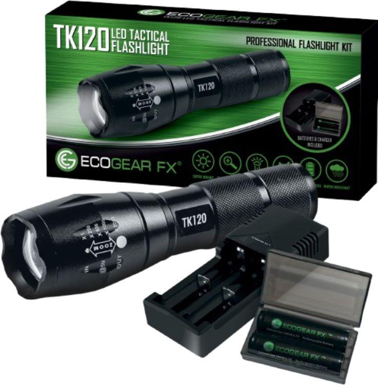 EcoGear  FX TK120 Professional LED Flashlight Kit with Battery and Charger - Black - Excellent