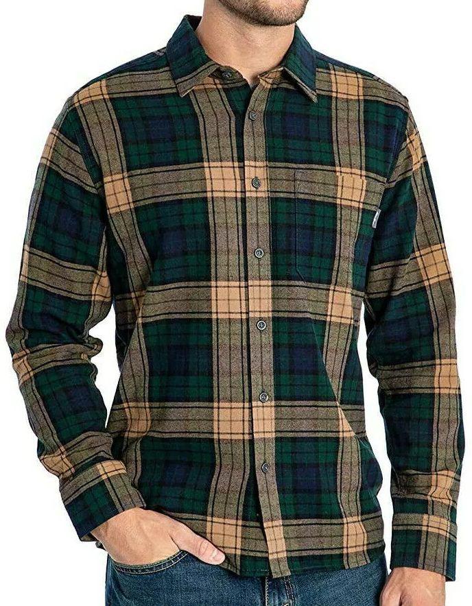 Eddie Bauer  Men's Bristol Flannel Long Sleeve Shirt M - Green Forest - Brand New