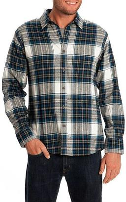 Eddie Bauer Men's Bristol Flannel Long Sleeve Shirt M - White Burch