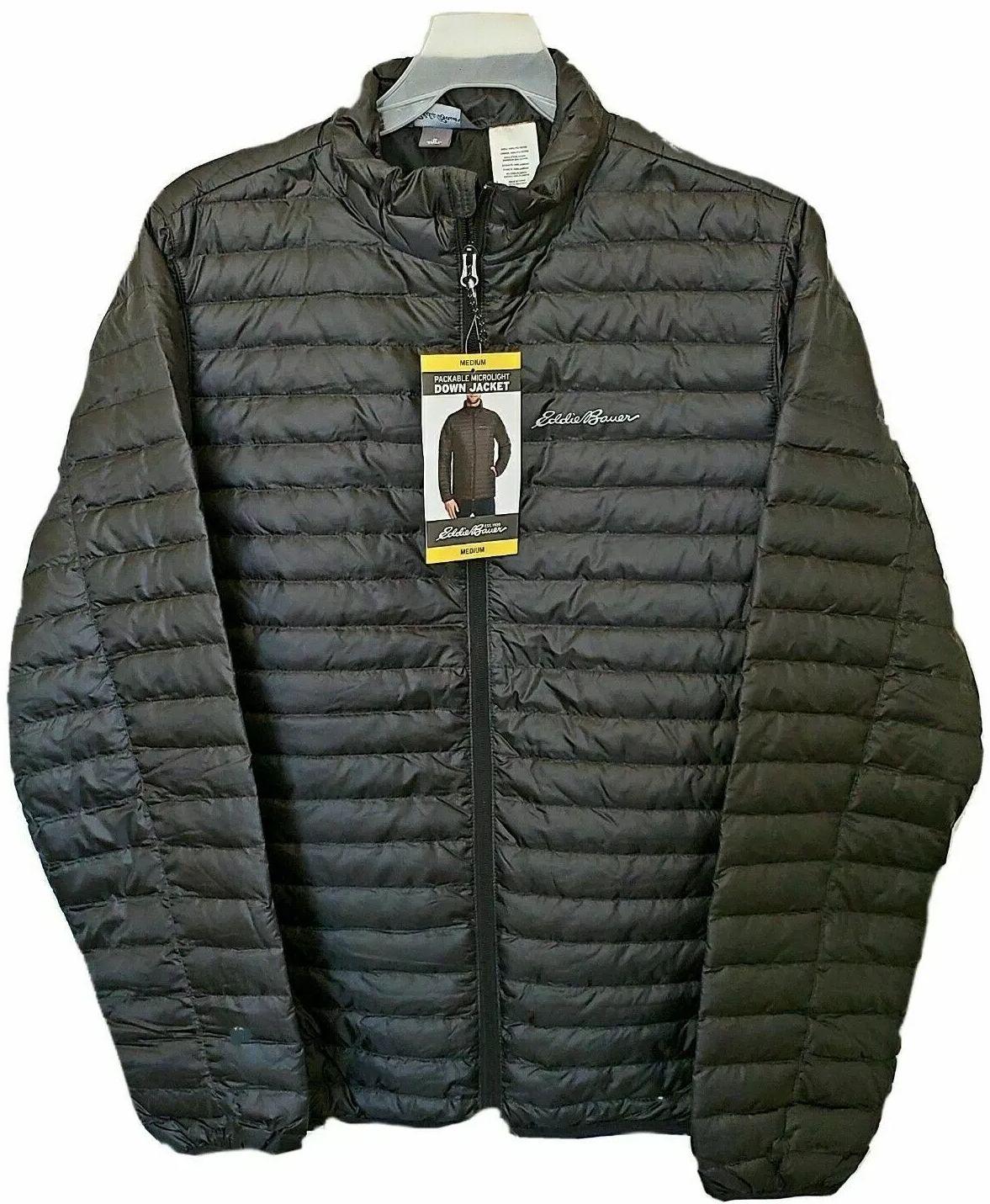 Eddie Bauer  Men's Packable Microlight Down Jacket M - Black - Brand New
