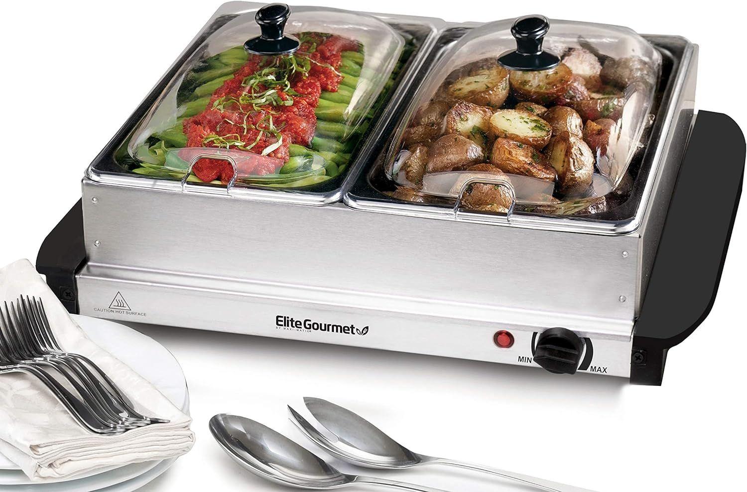 Elite  Gourmet Dual 2 x 2.5 Qt. Trays EWM-6122  - Silver - Excellent