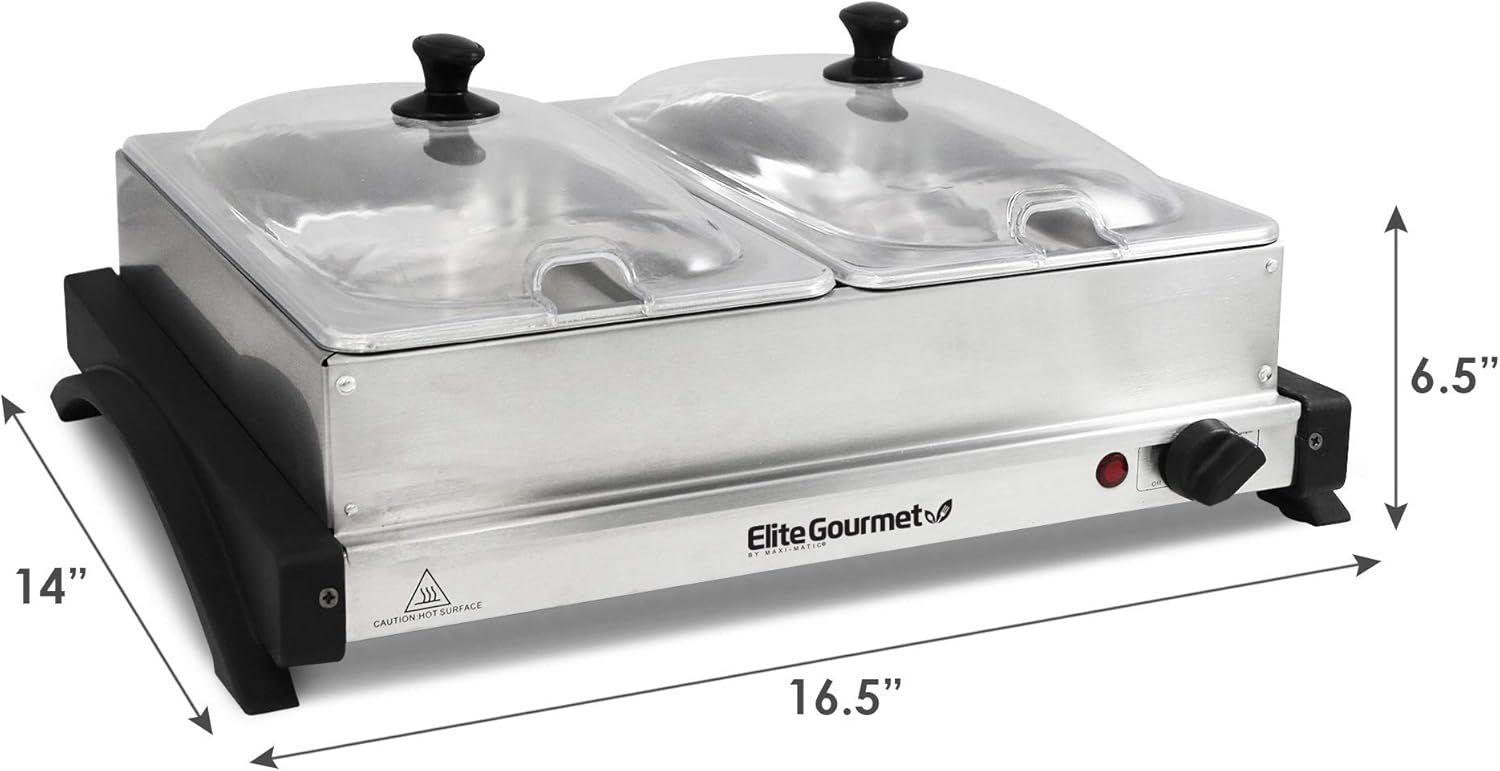 Elite Gourmet Dual 2 x 2.5 Qt. Trays EWM-6122 - Silver
