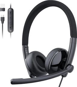 Emeet HS50 Wired Headset on-Ear Computer Headphones - Black