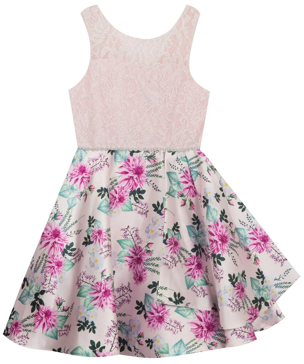 Emily Rose Girl's Floral High Low Dress 12 - Blush