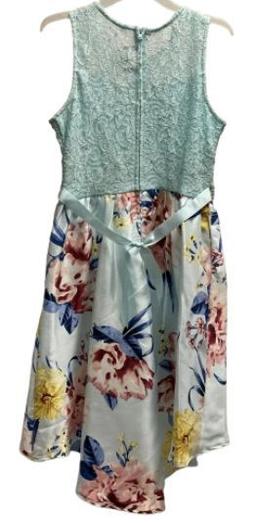 Emily Rose Girl's Floral High Low Dress 12 - Mint